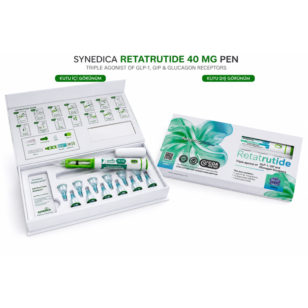 Adaptog Research & Life Sciences Retatrutide 40 MG Pen Kalem | GLP-1 + GIP + Glukagon Üçlü Agonist Research Peptide
