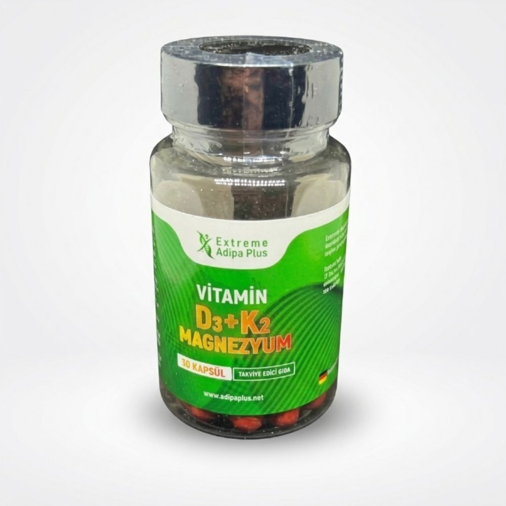 Adipo Plus Extreme Vitamin D3 + K2 + Magnezyum – Kemik, Bağışıklık ve Kas Desteği  30 Kapsül
