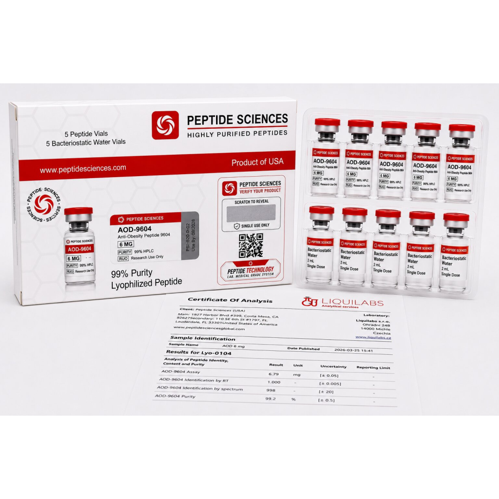 Peptide Sciences  AOD-9604 6 Mg 5 Flakon Set + Antibakteriyel Su