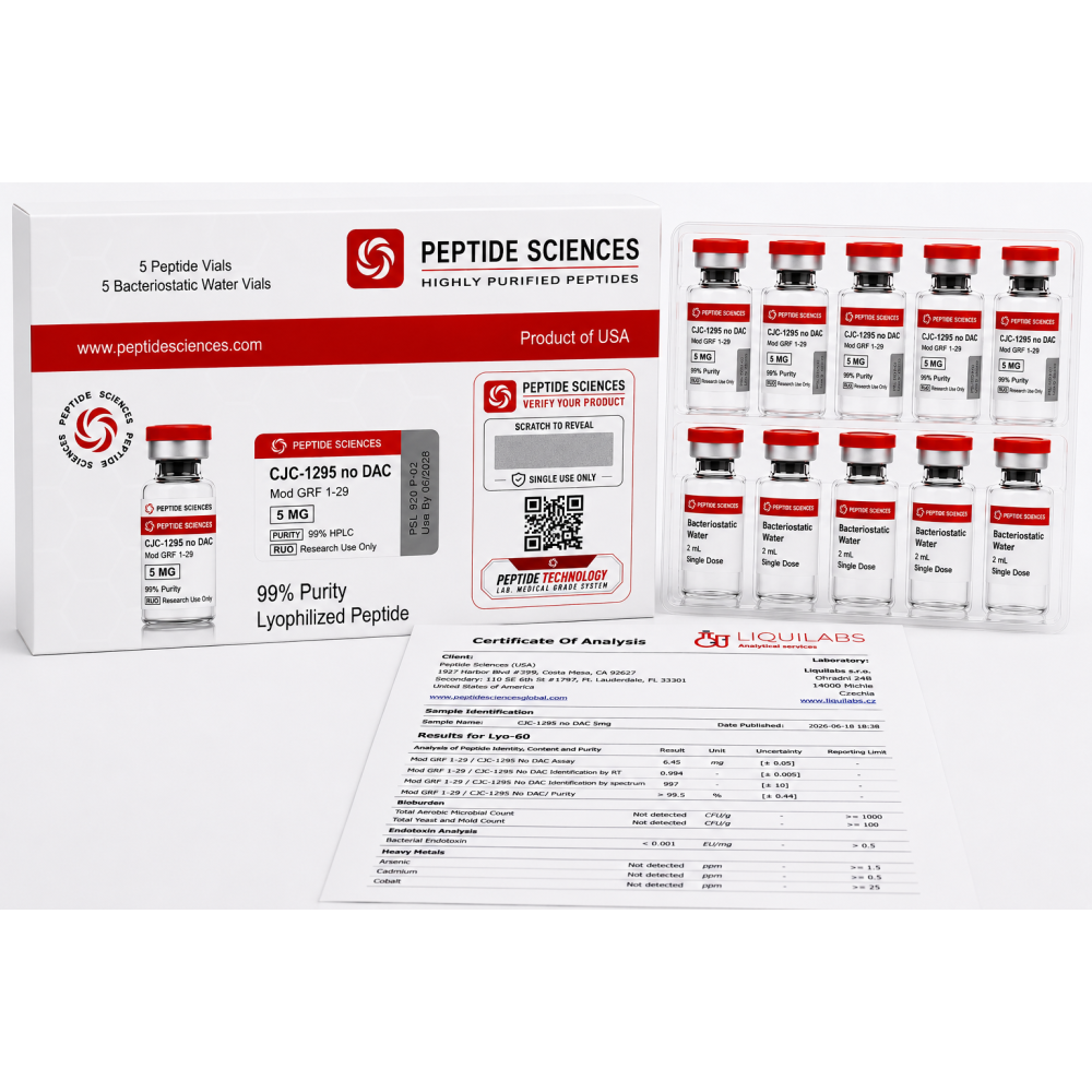 Peptide Sciences CJC-1295 no DAC 5 Mg 5 Flakon Set + Antibakteriyel Su