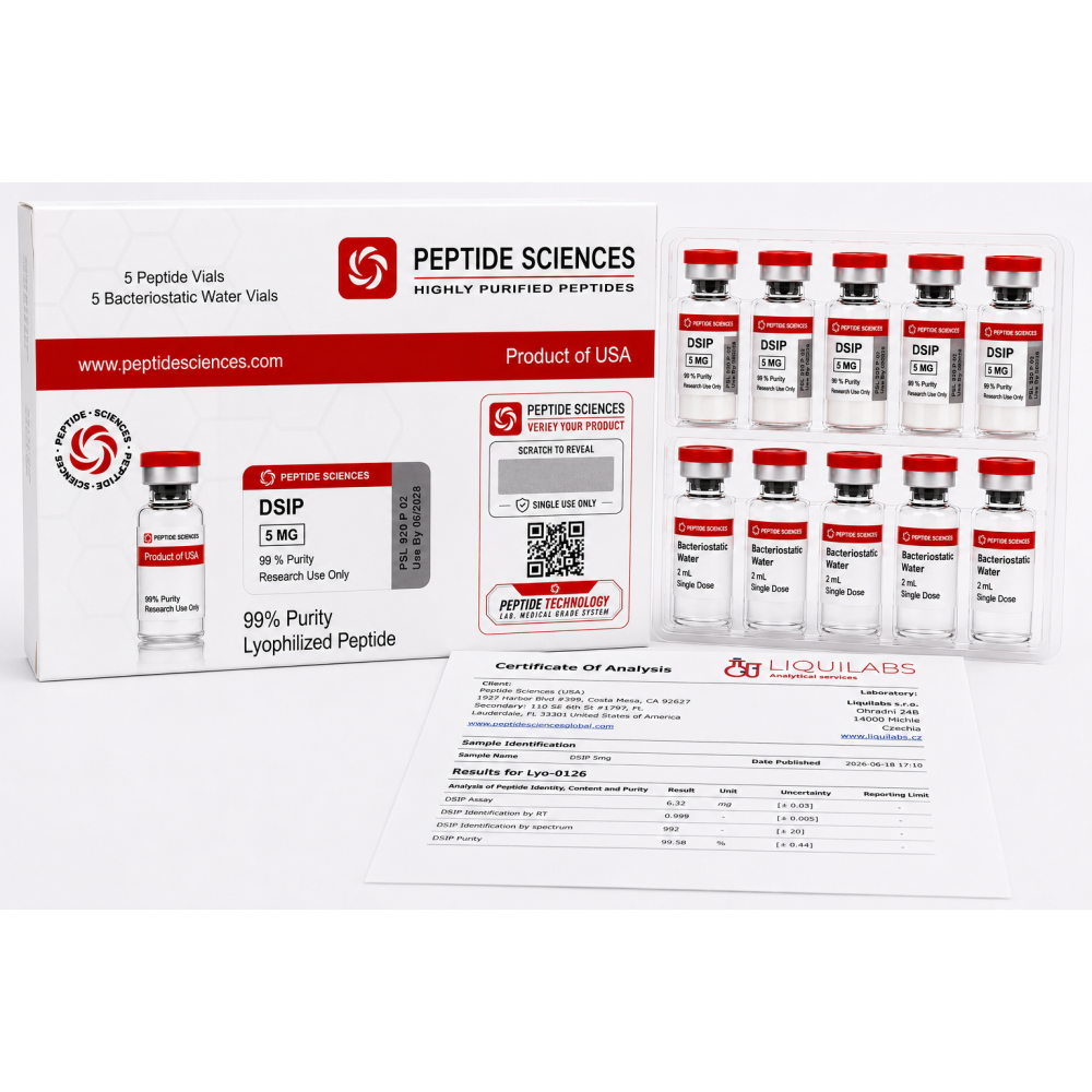Peptide Sciences DSIP 5 Mg 5 Flakon Set + Antibakteriyel Su