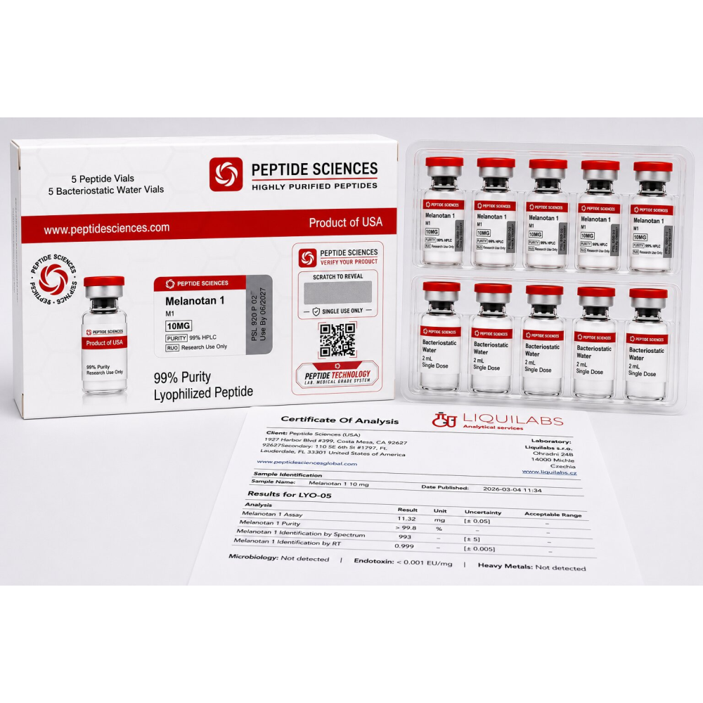 Peptide Sciences Melanotan 1  10 Mg  5 Flakon Set + Antibakteriyel Su