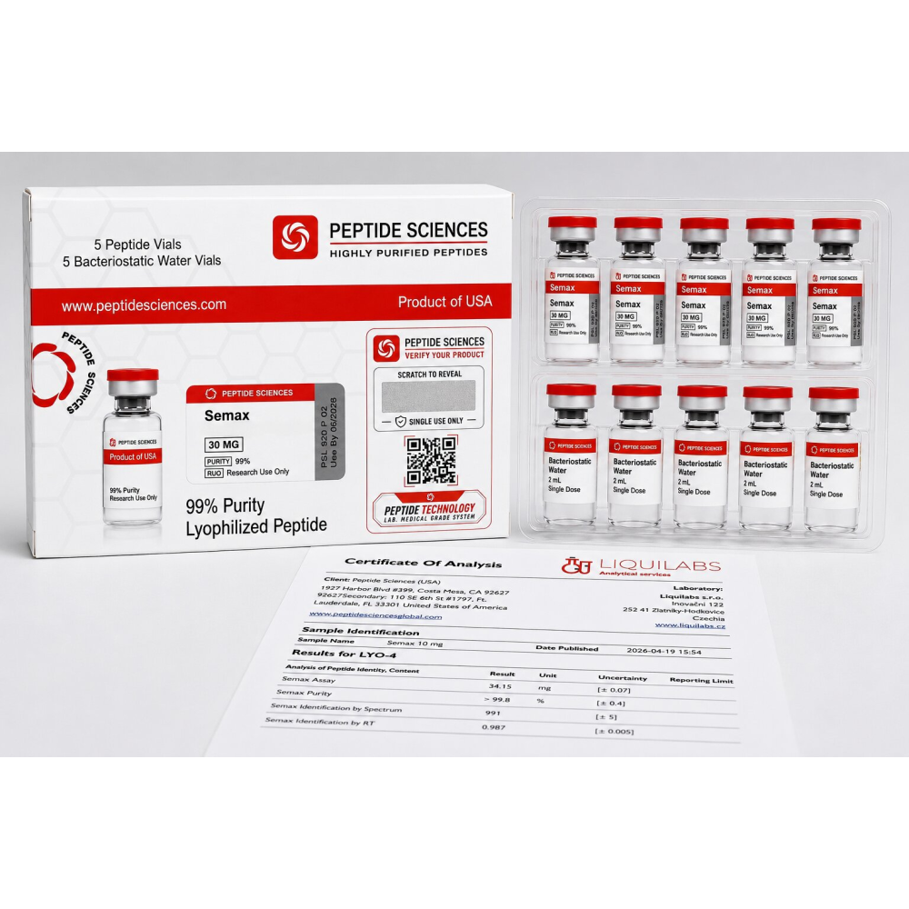 Peptide Sciences Semax 30 MG 5 Flakon Set + Antibakteriyel Su