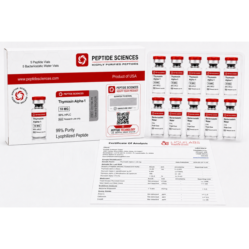 Peptide Sciences Thymosin Alpha-1 10 Mg 5 Flakon Set + Antibakteriyel Su